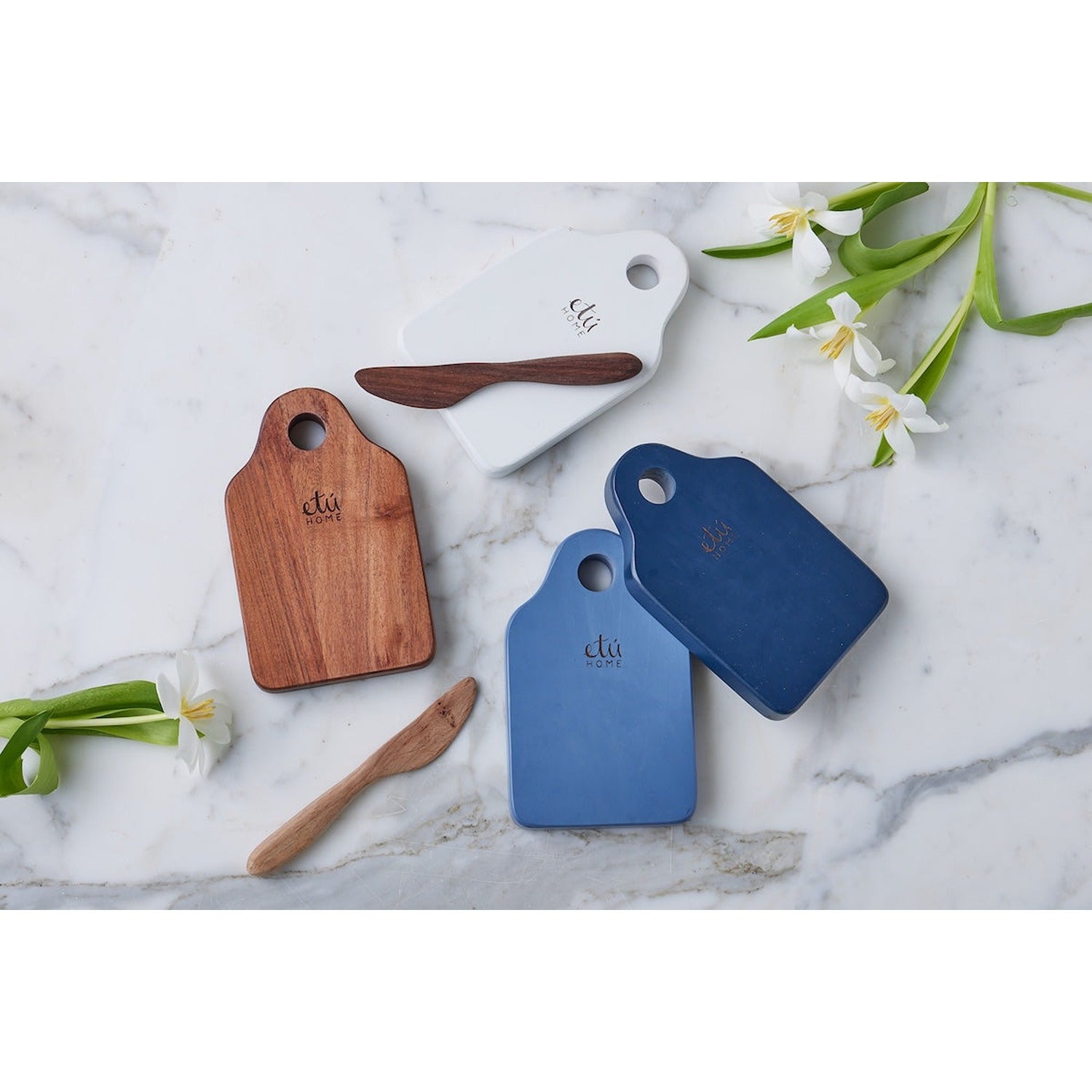 Dutch Cheese Board with Spreader, Small, Denim Blue