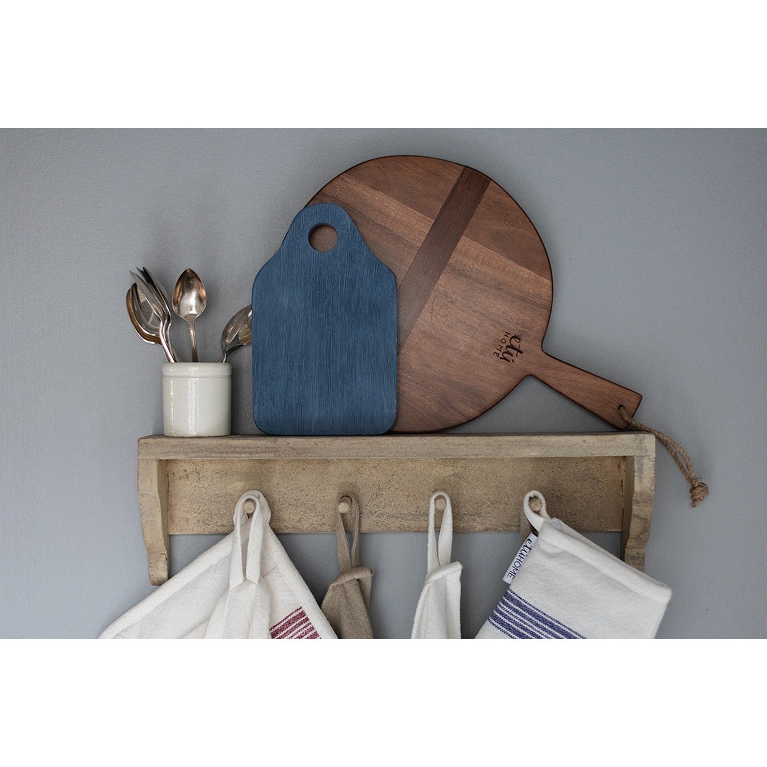 Dutch Cheese Board with Spreader, Small, Denim Blue