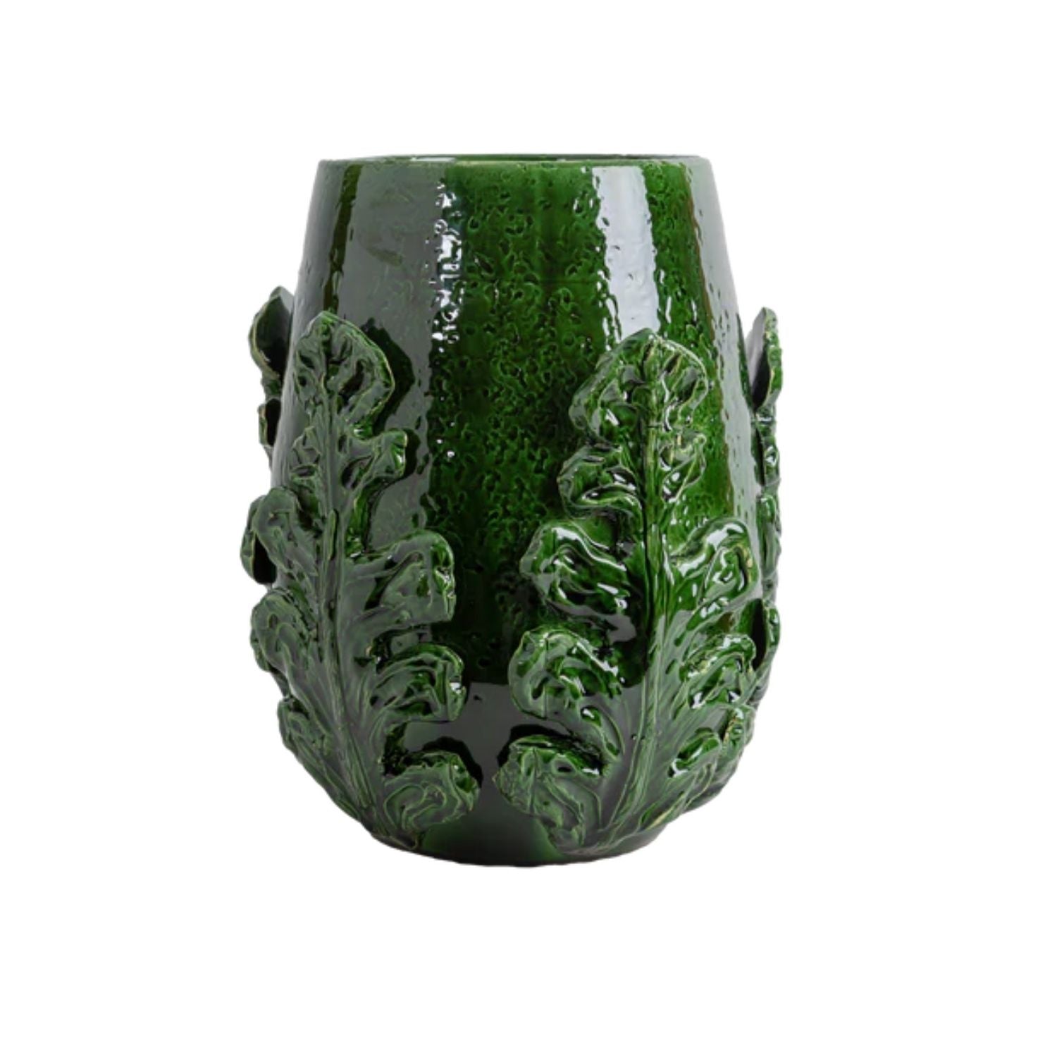 Greco Short Vase, Green Leaves