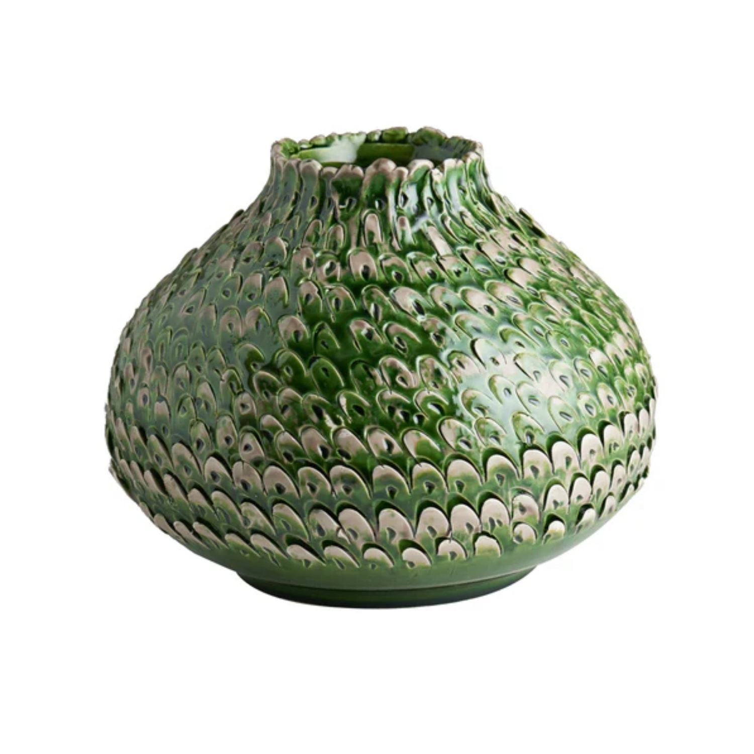 Green/Grey Feathered Vase, Small