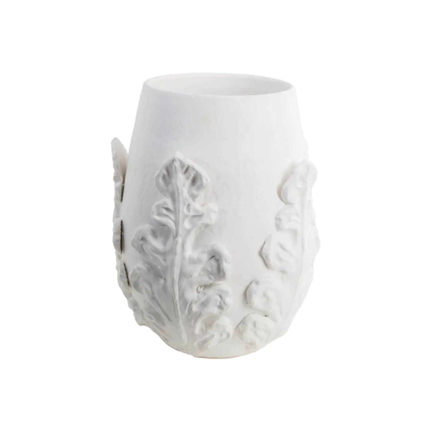 VASE SHORT ACANTHUS LEAVES WHITE