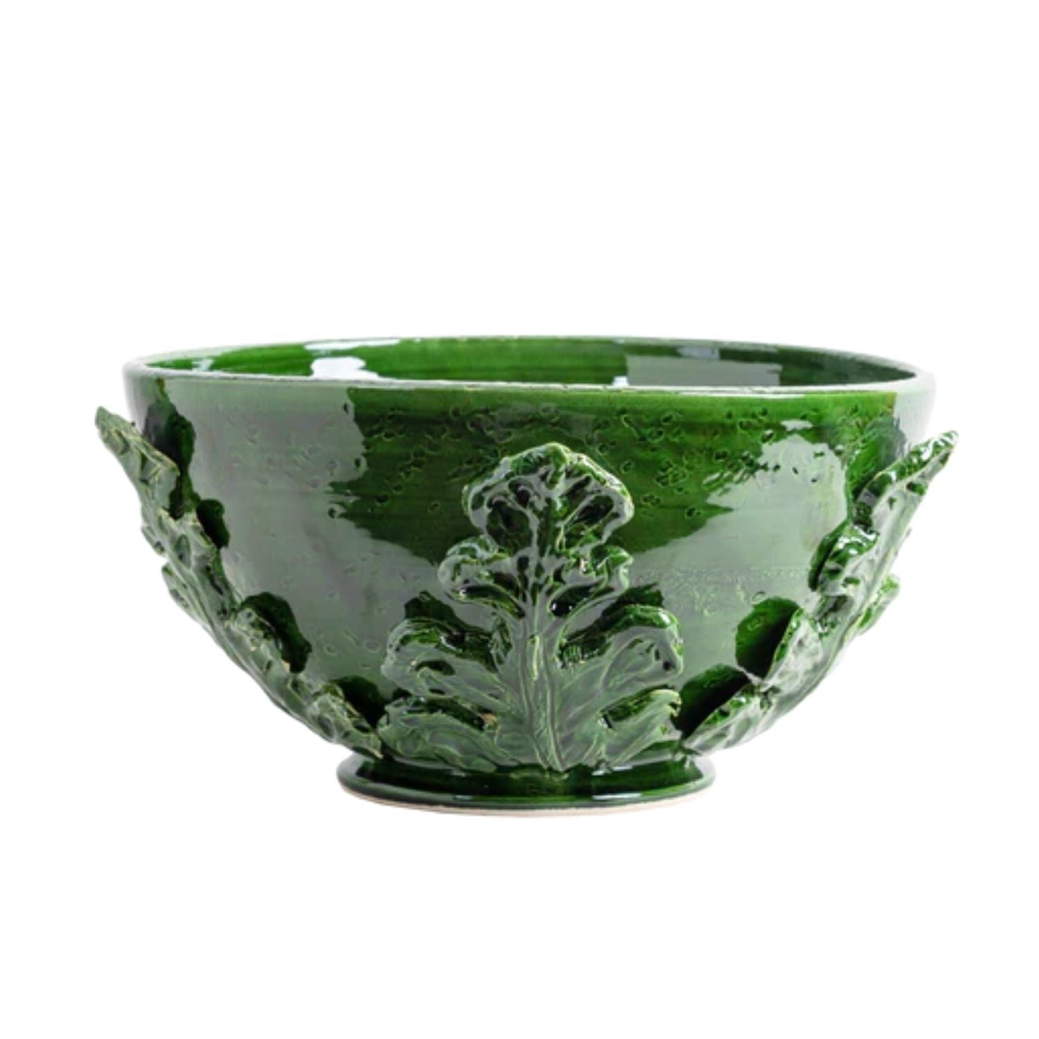 BOWL ACANTHUS LEAVES SHINY GREEN