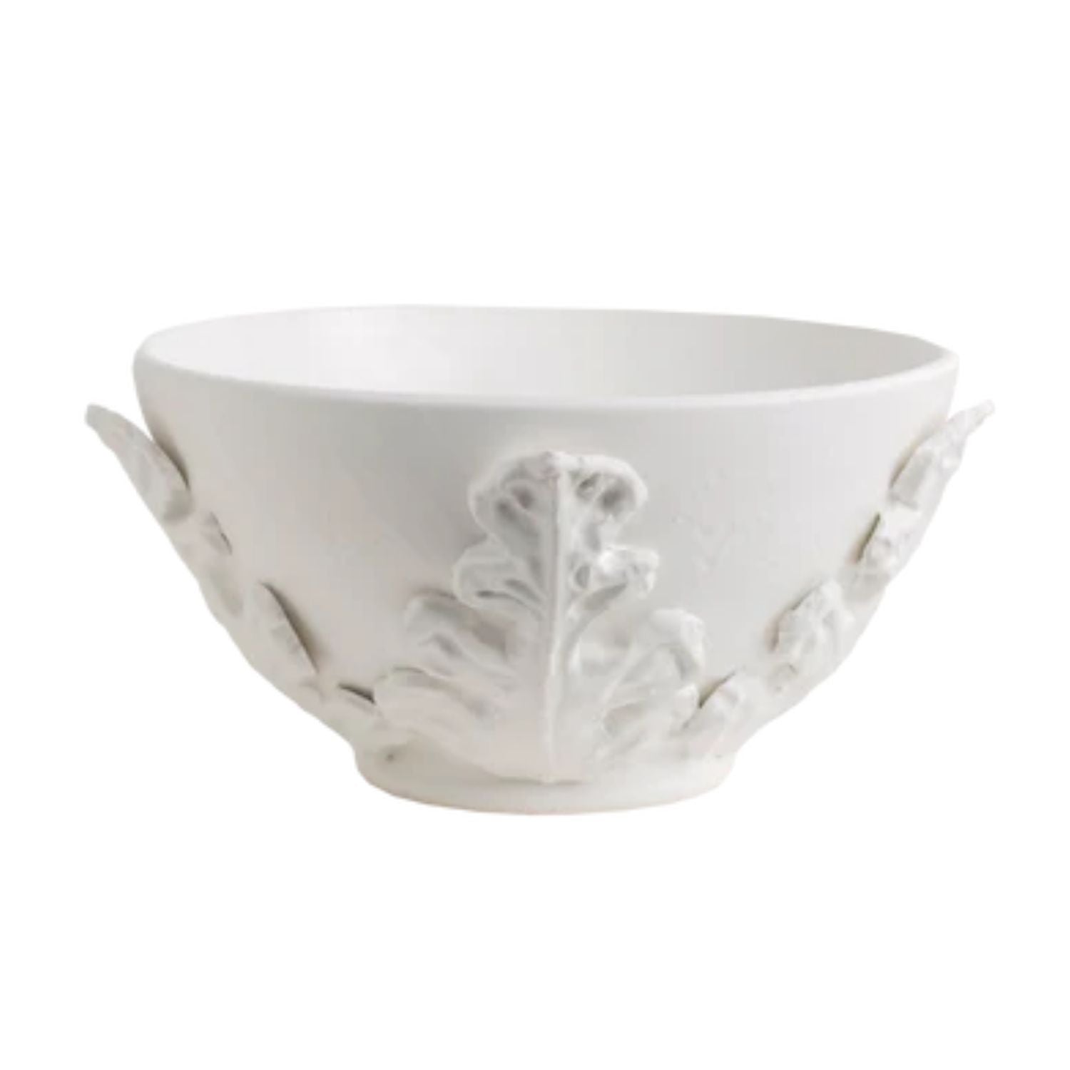 BOWL ACANTHUS LEAVES WHITE MATTE