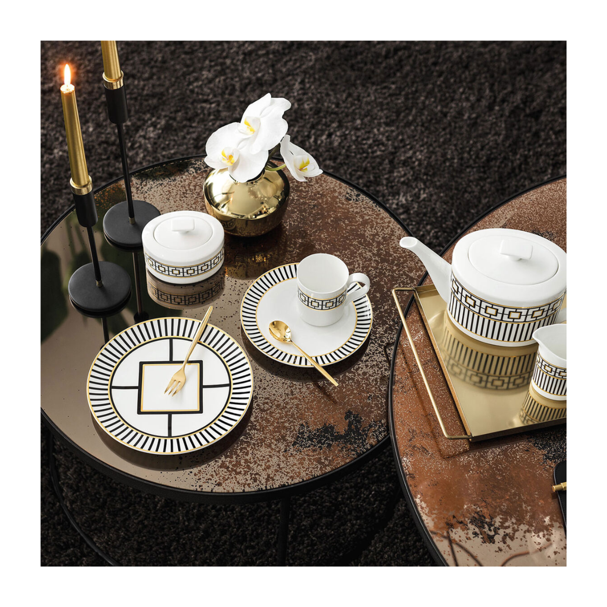 MetroLuxe Salad Plate: Stripe Rim