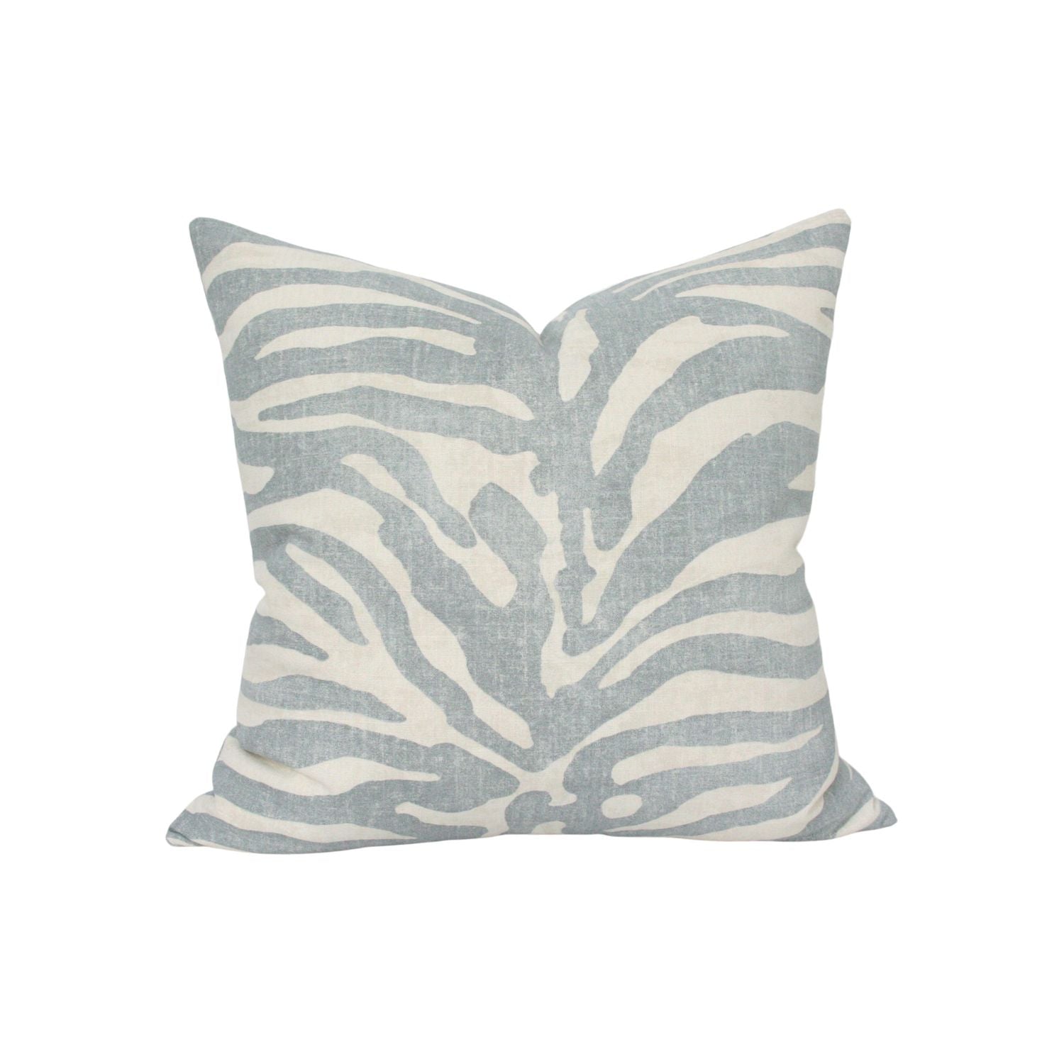 Zebra Linen Blue Pillow Cover