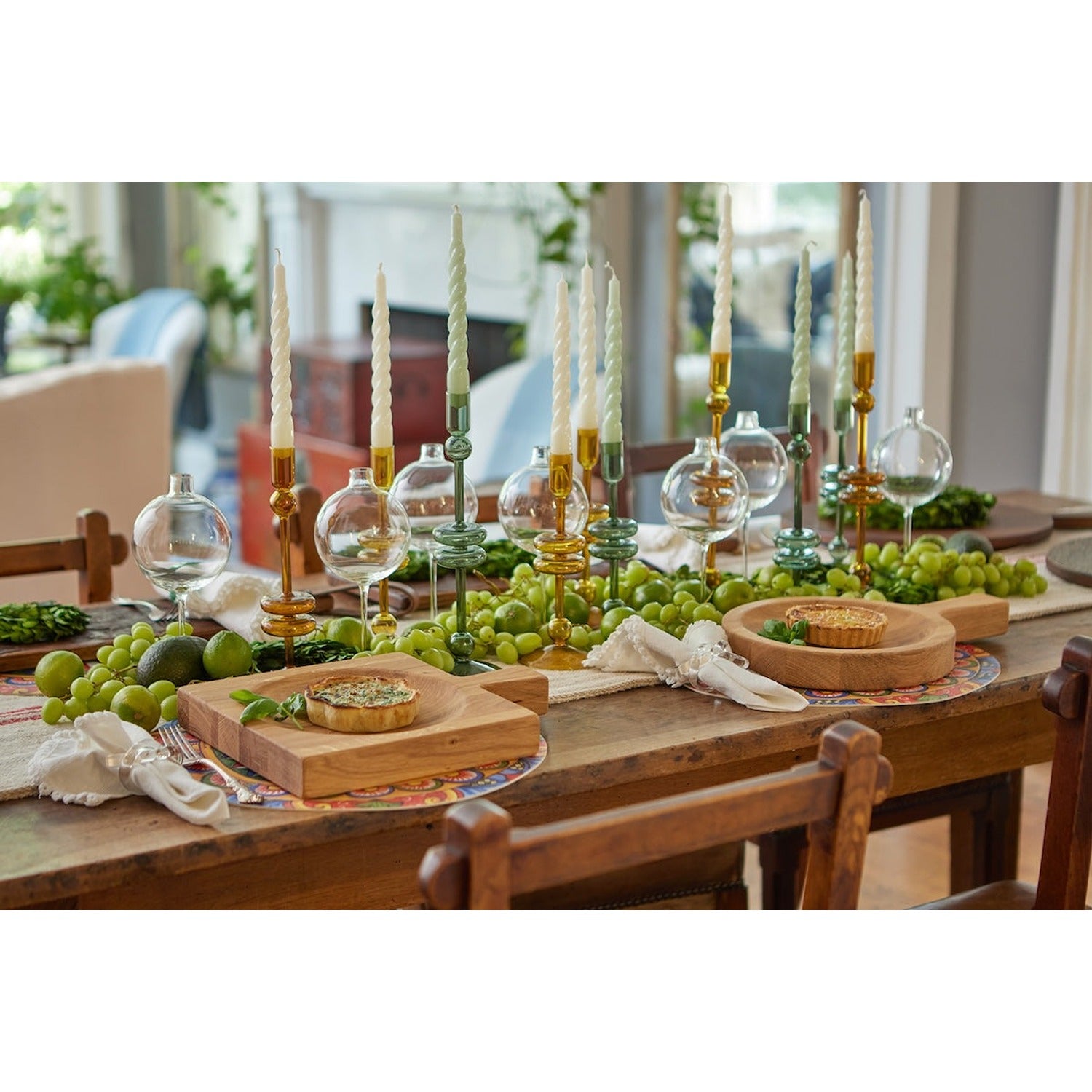Amber Glass Candlestick Pair
