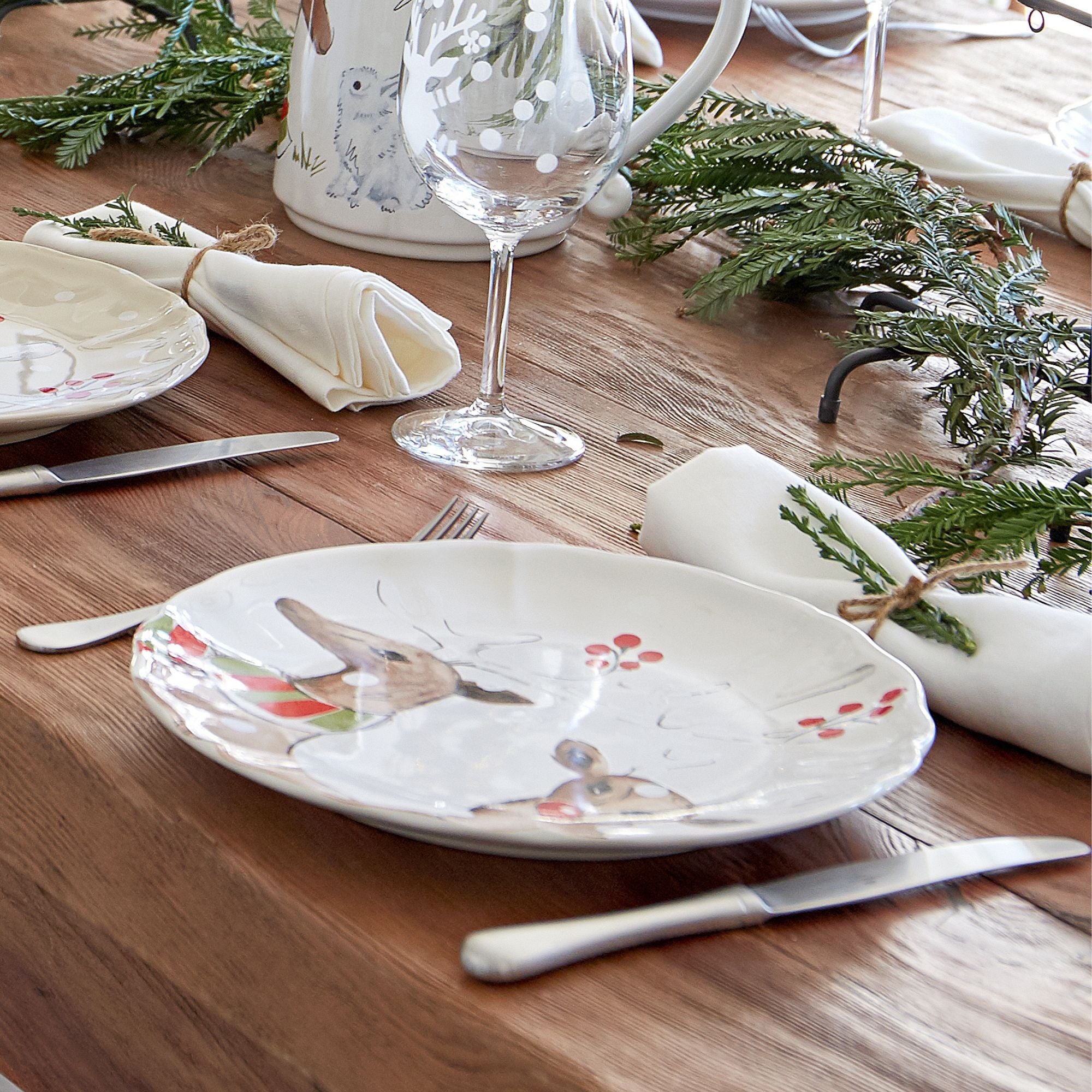 Set 4 Dinner Plates Deer Friends by Casafina