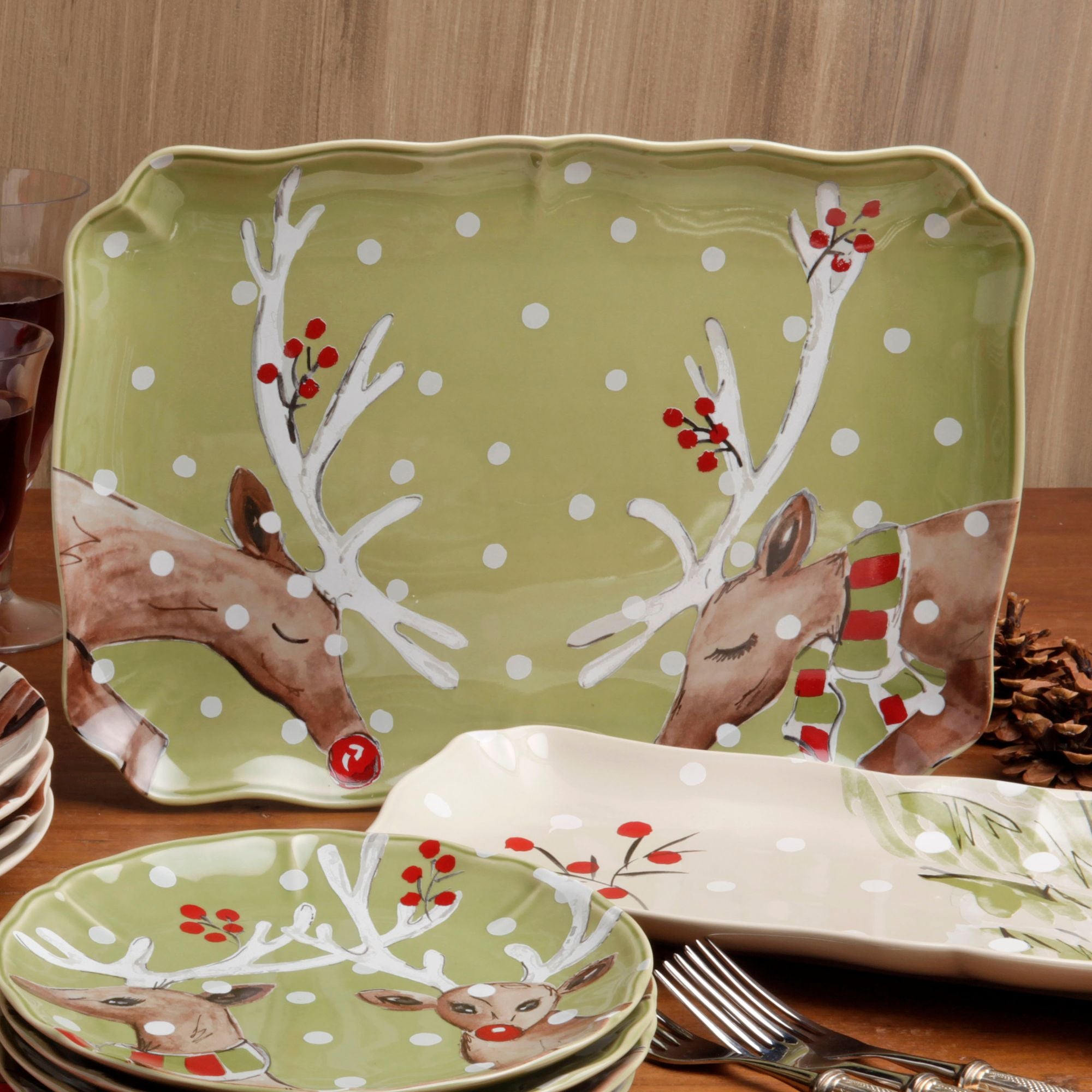 Rectangular Platter Deer Friends by Casafina