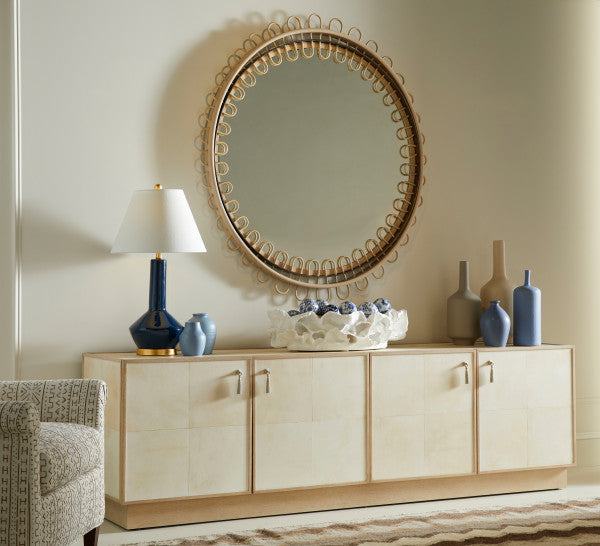 Water Vorticity Oval Rattan Mirror