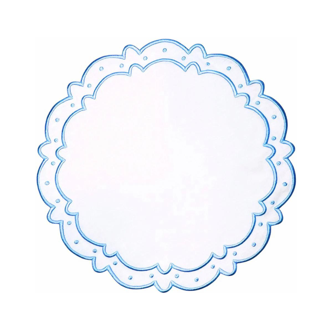 Studio Collection - Linen: Ava Placemats - White/Blue (Set of 4)