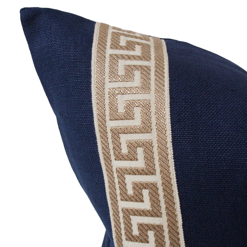 Navy Linen With Greek Key Trim High Performance (Last Chance)