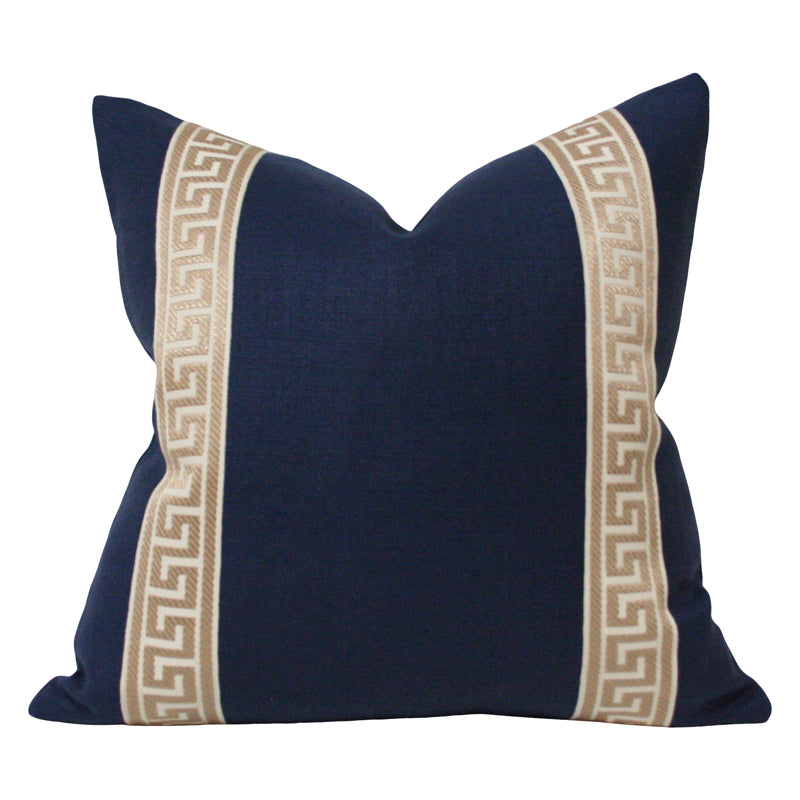 Navy Linen With Greek Key Trim High Performance (Last Chance)