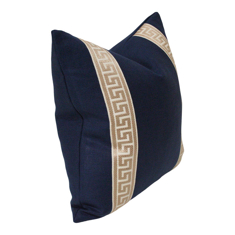 Navy Linen With Greek Key Trim High Performance (Last Chance)