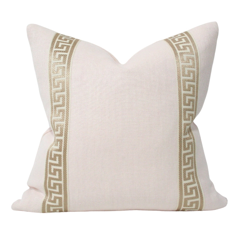 Pale Pink Linen with Greek Key (Last Chance)