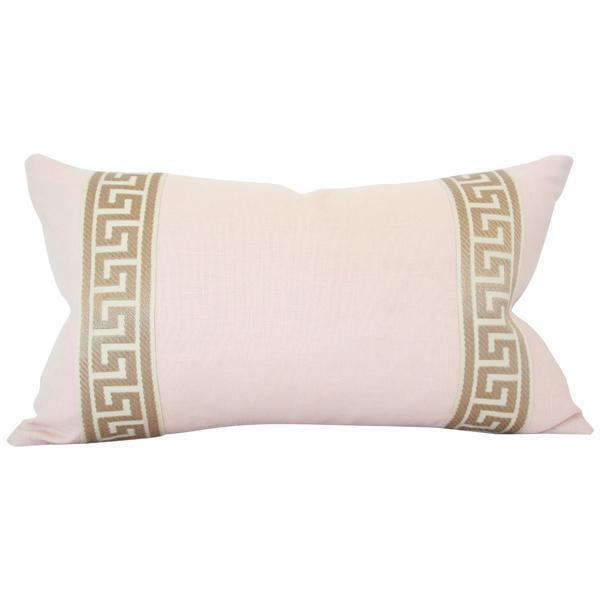 Pale Pink Linen with Greek Key (Last Chance)