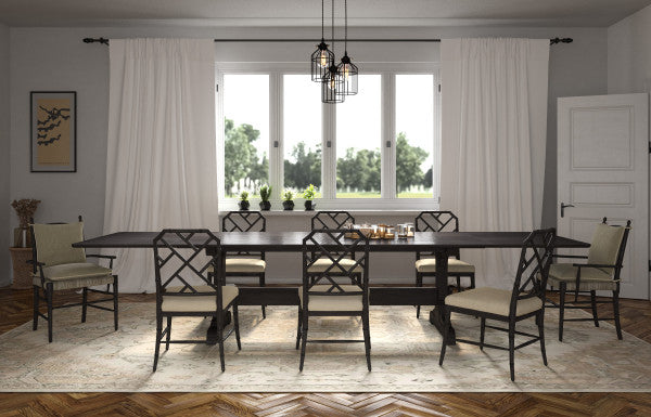 Timeless Epoch Trestle Dining Table in Ebonized Oak
