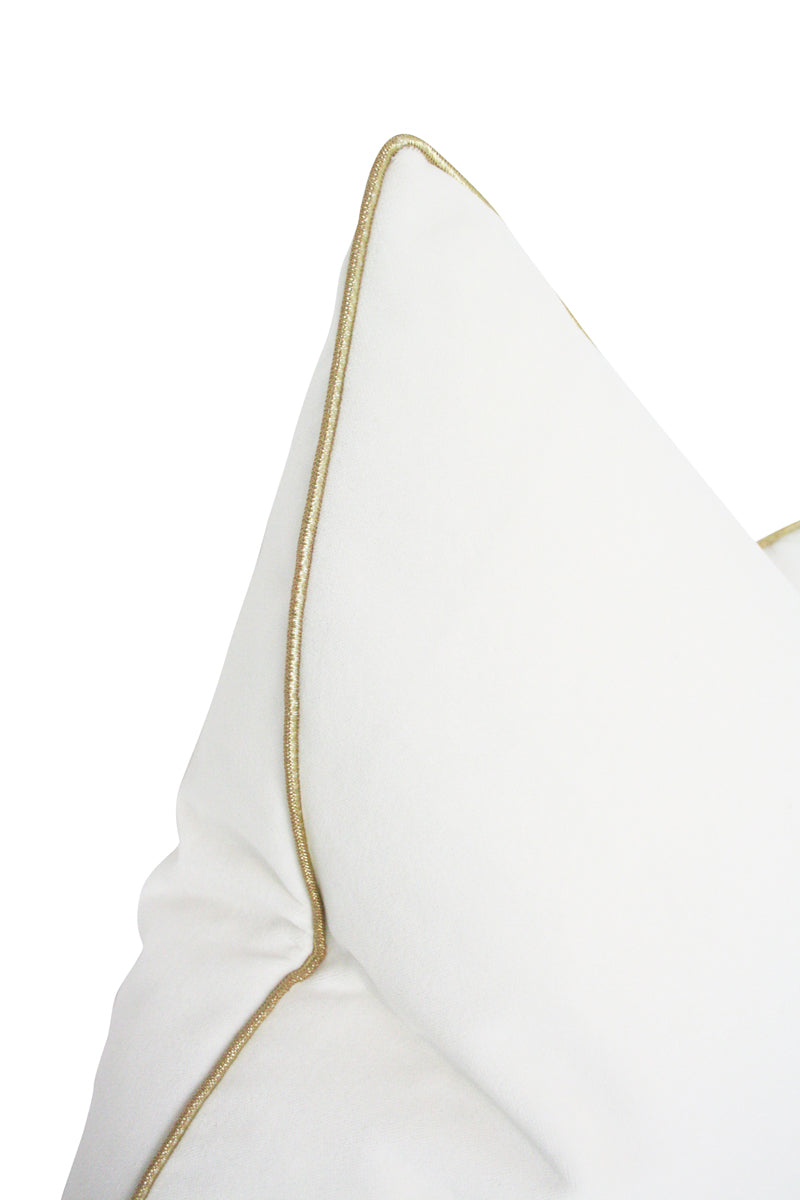 White Performance Velvet with Gold French Piping (Last Chance)