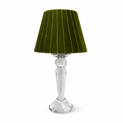 Round Crystal Rechargeable Lamp with Moss Green Velvet Shade