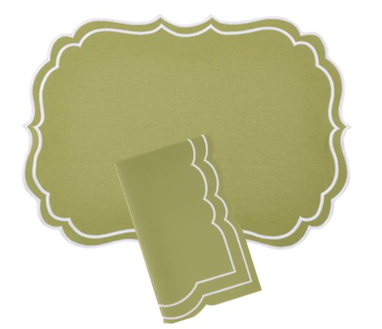 Newport Green & White Placemat & Napkin