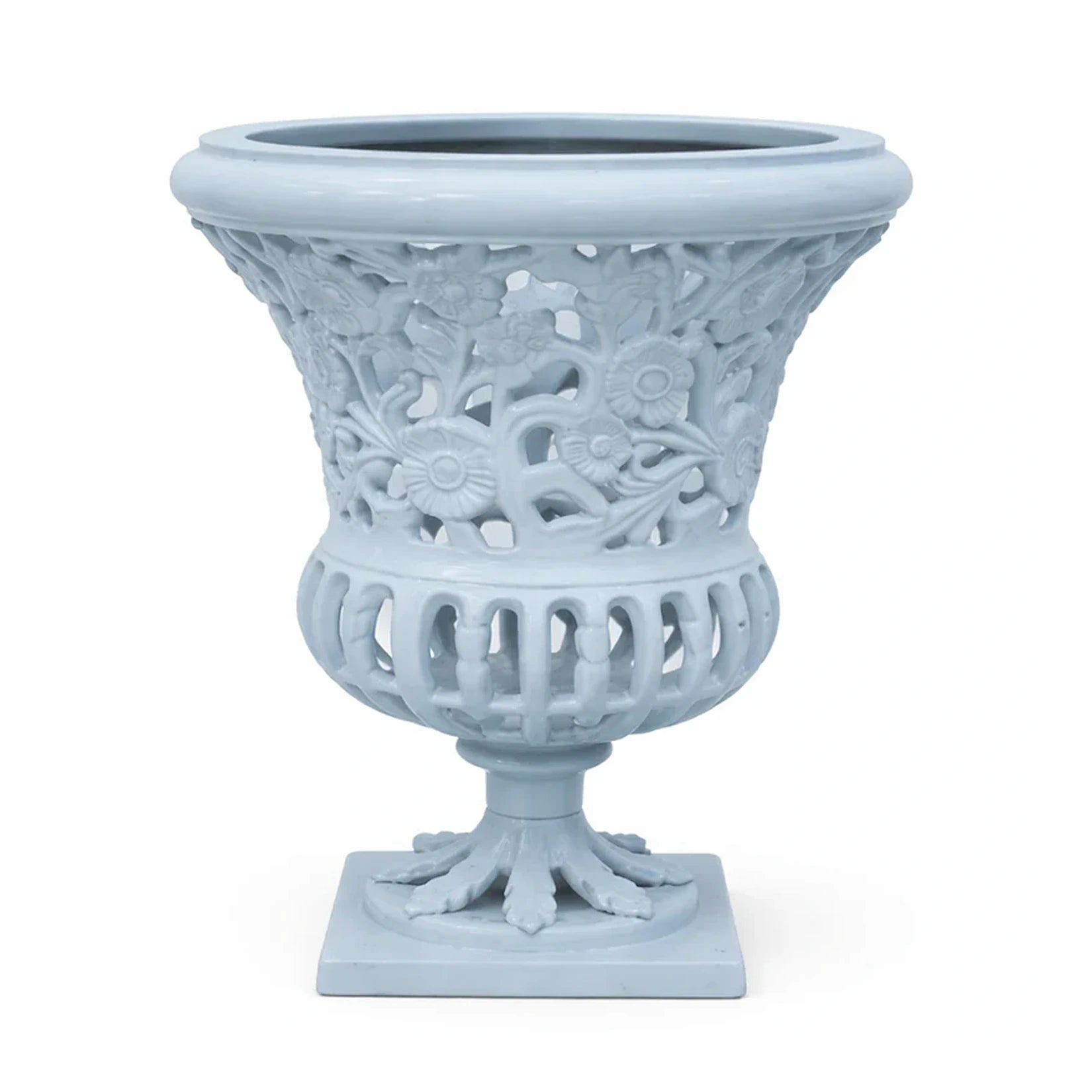 16" Soft Blue Floral Urn