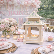 Pale Pink & Green Floral Pagoda Lantern (4 Sizes)