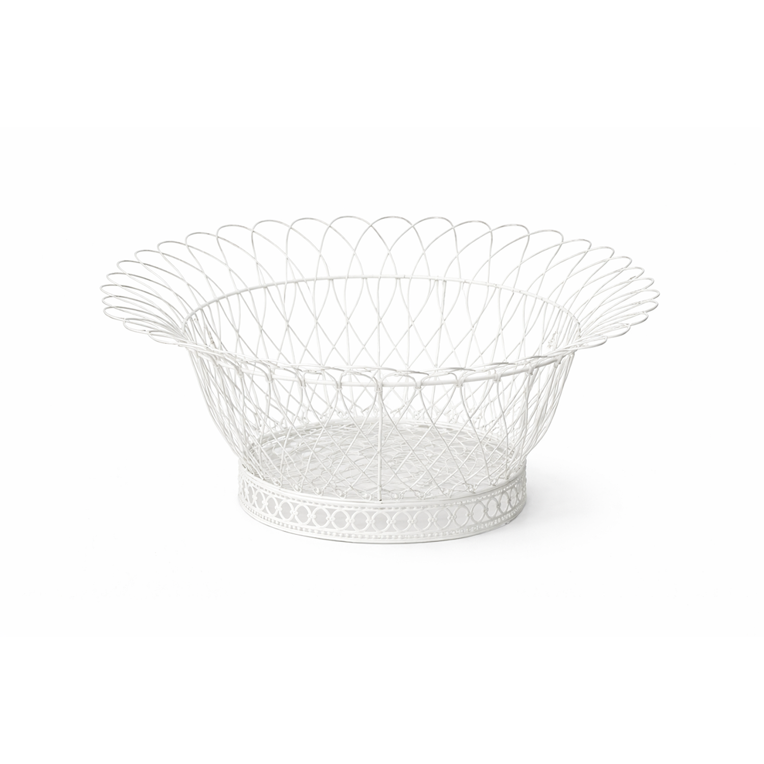 Round Flared White French Wire Basket (2 Sizes)