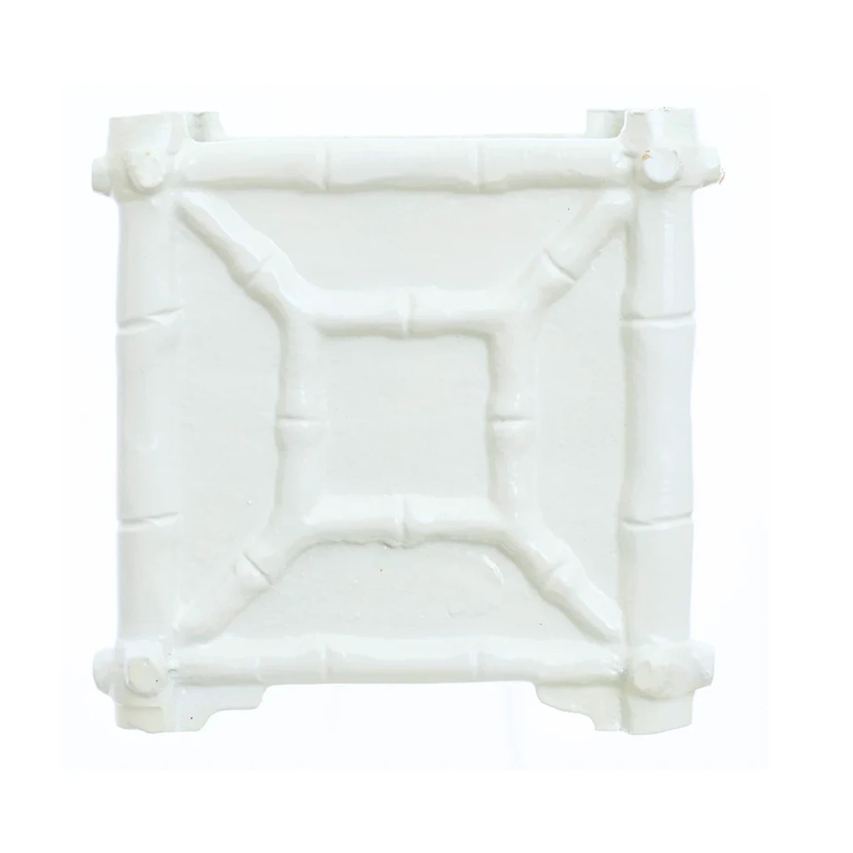 White Rustic Bamboo Box Planter