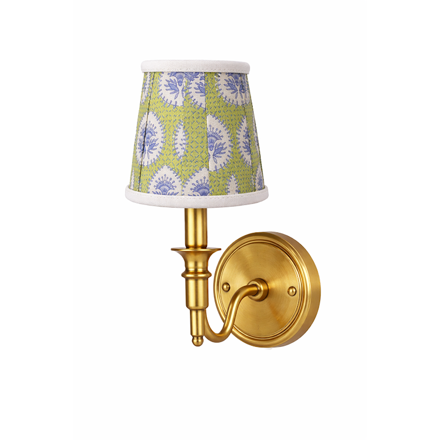 Green Palm & White Velvet Trim Sconce Shade