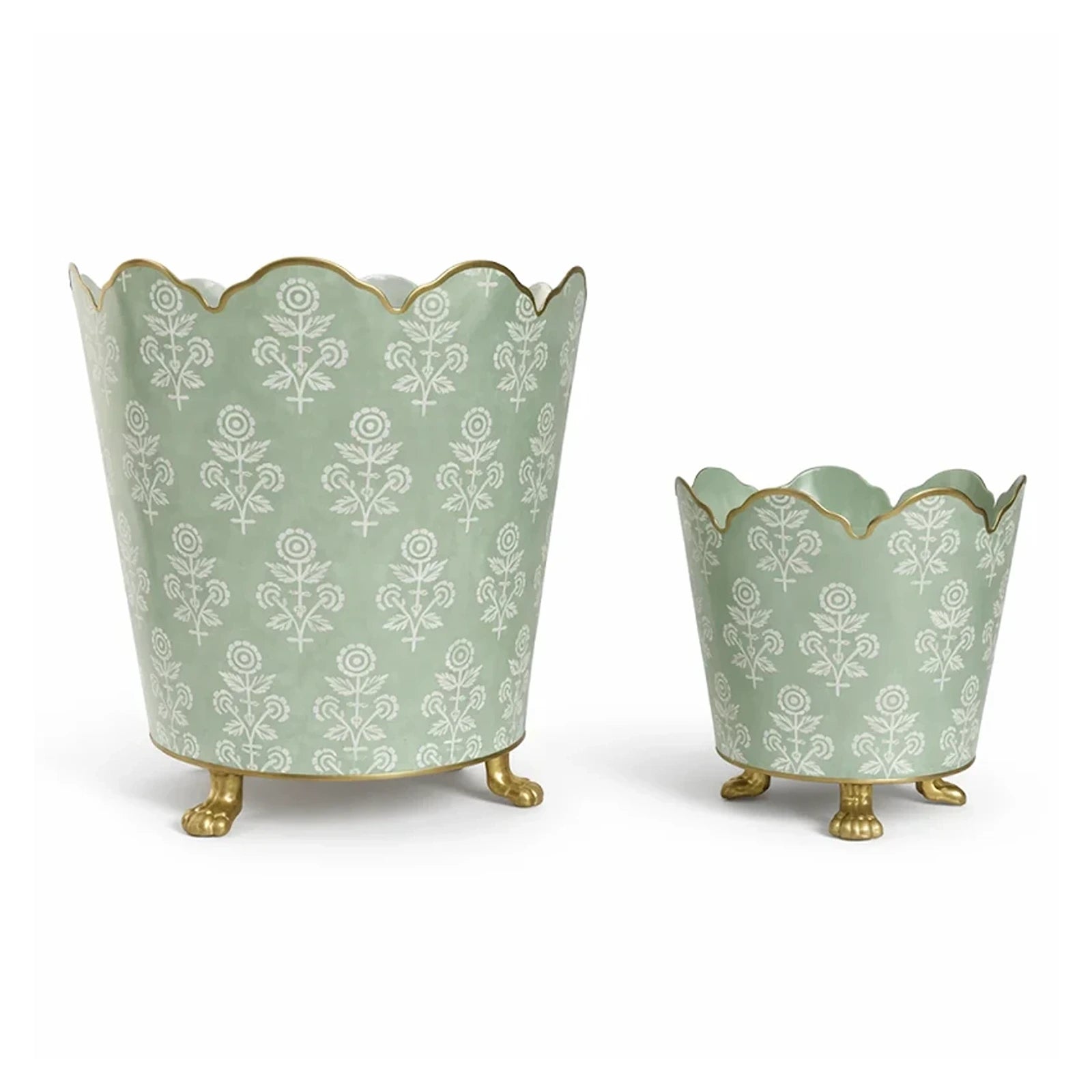 Green Floral Scalloped Planter (2 Sizes)