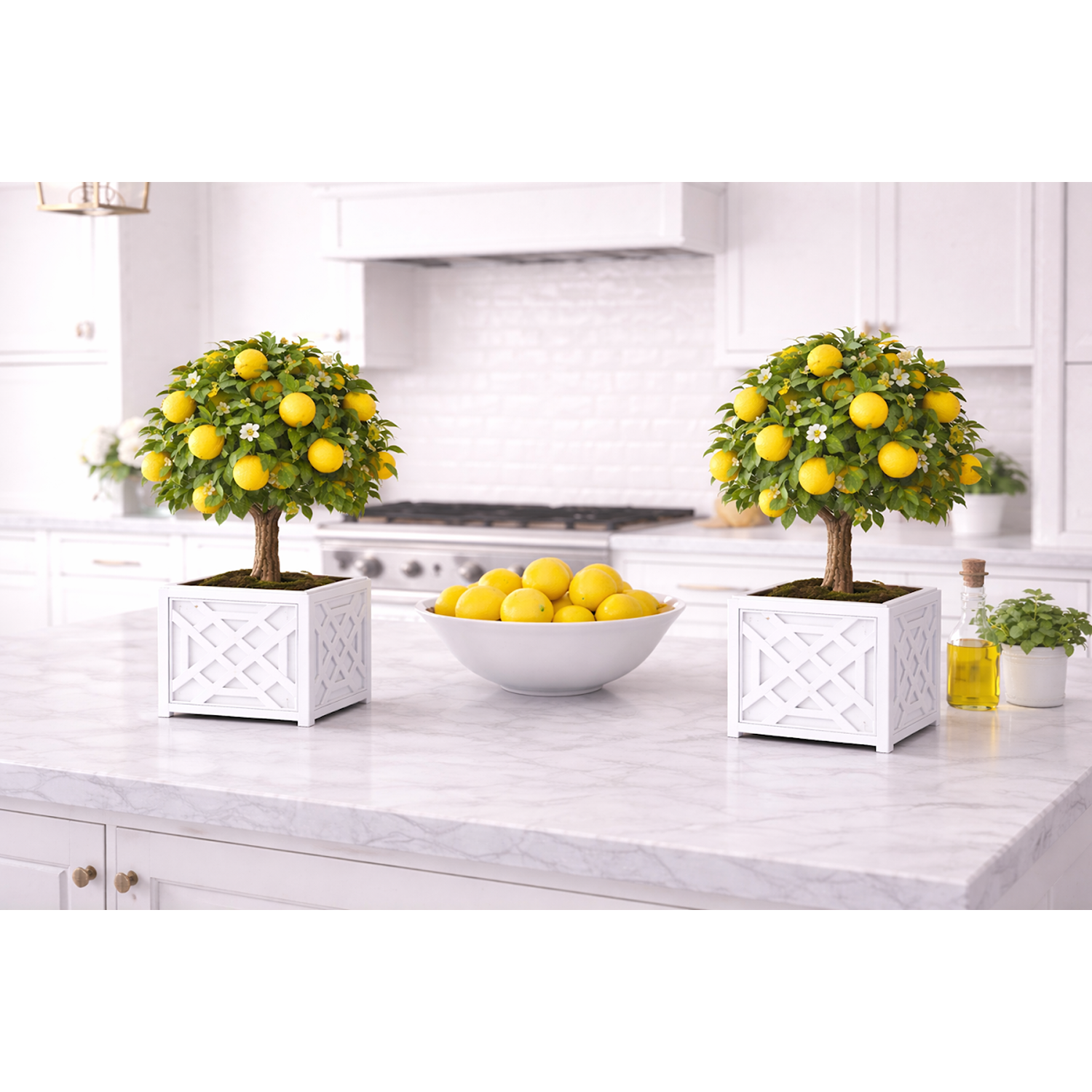 White Chippendale Planter