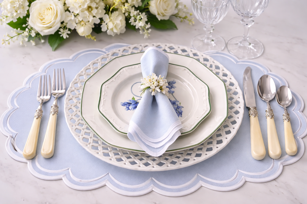 White Pearlized Five Piece Flatware Set