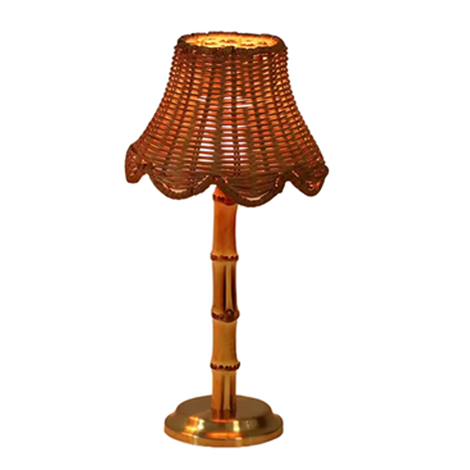 Bamboo Rechargeable Lamp With Wicker Shade