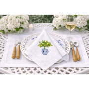 Set of 4 Lemon Topiary Embroidered Dinner Napkins