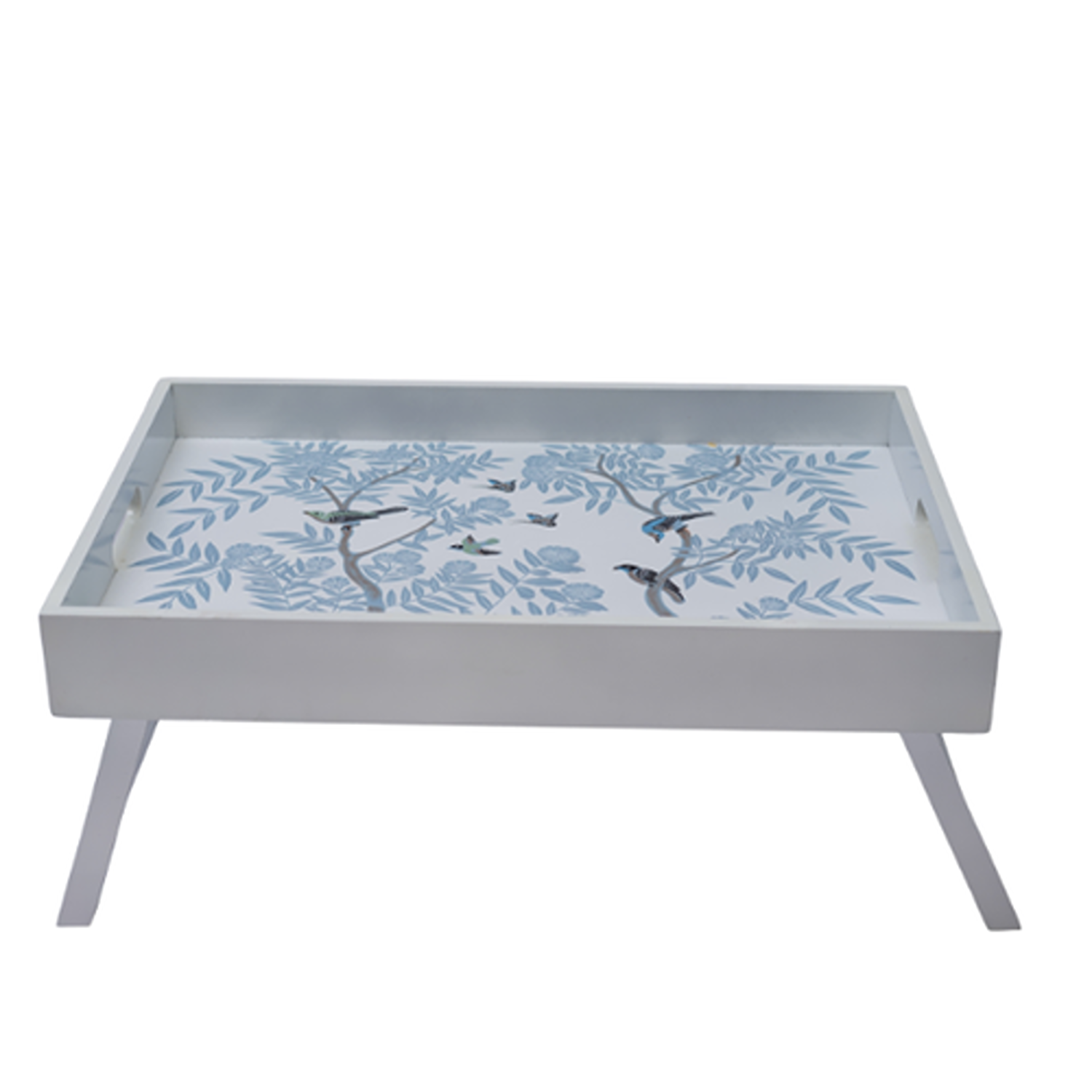 Ivory Chinoiserie Wood Breakfast Tray