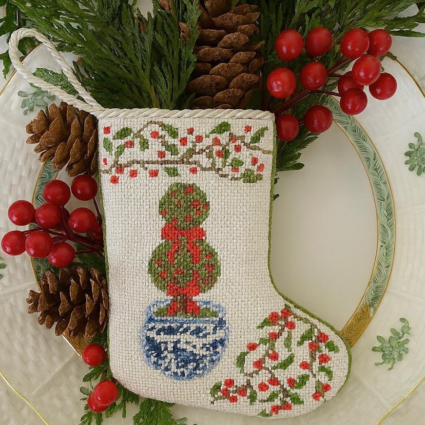 The Holiday Topiary  Needlepoint Stocking (2 Sizes)