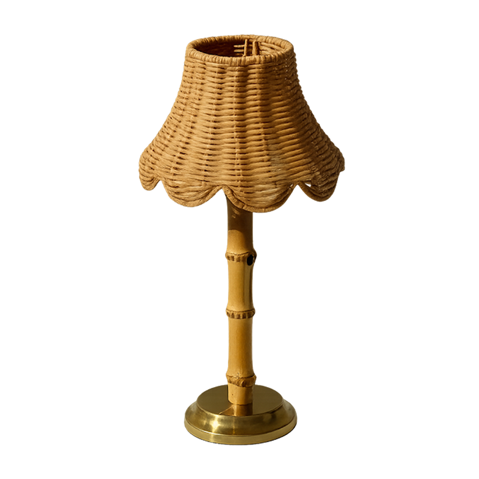 Bamboo Rechargeable Lamp With Wicker Shade