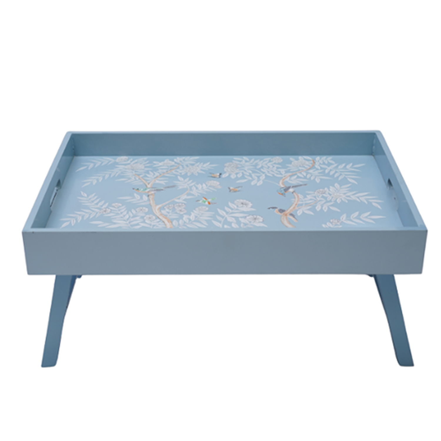 Blue Chinoiserie Wood Breakfast Tray