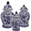 Set of 3 Blue & White Floral Food Safe Jars