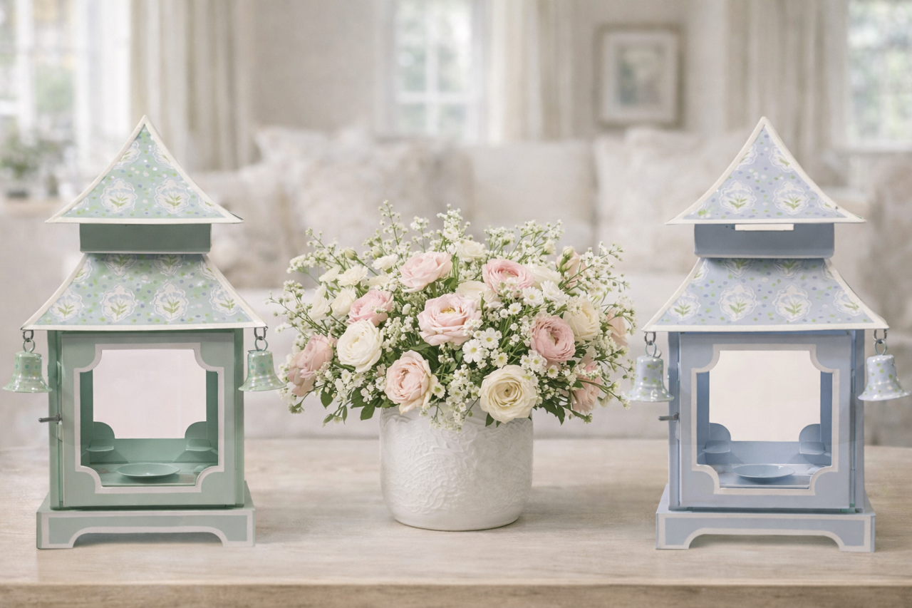 Lavender & Tulip Pagoda Lantern (3 Sizes)