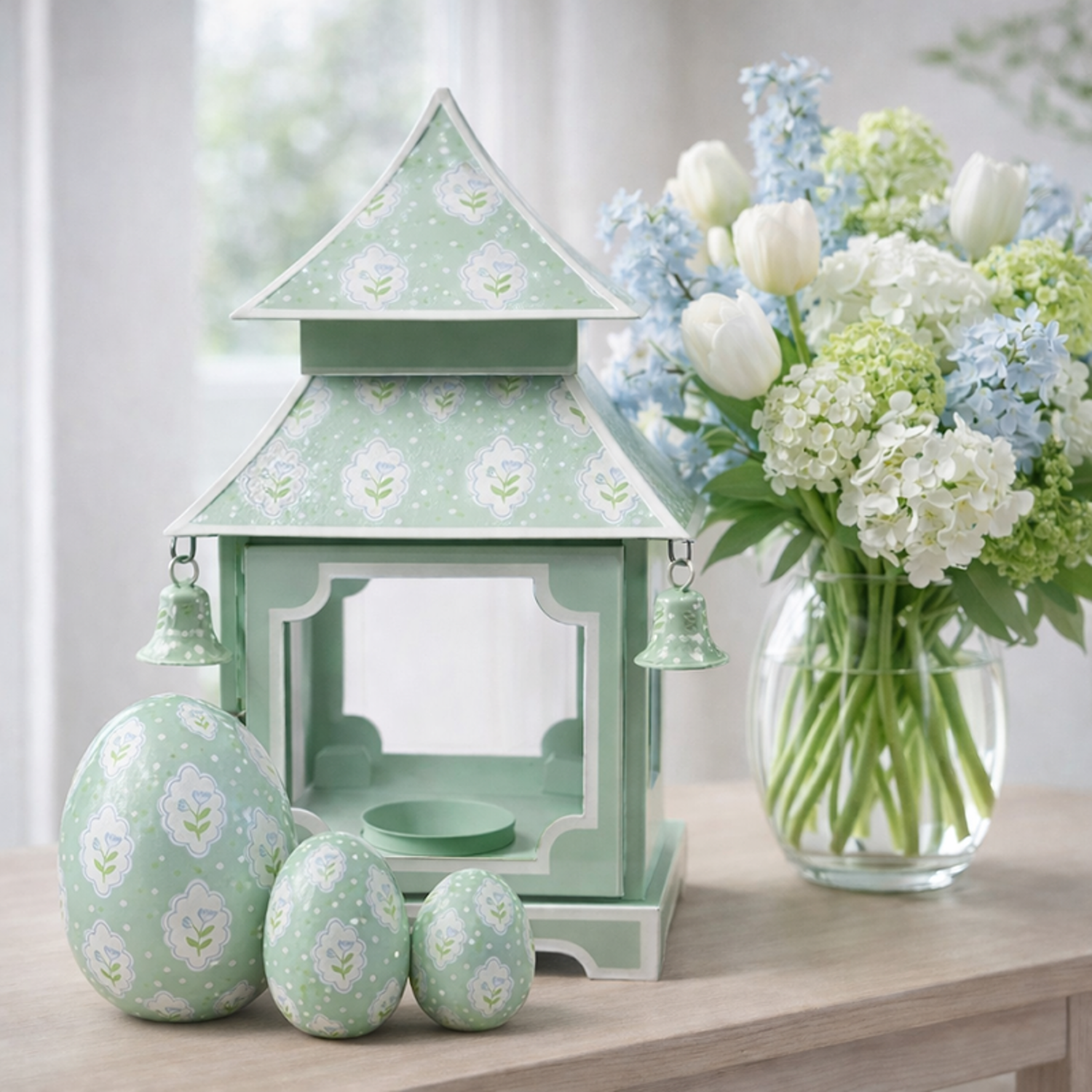 Sage Green Polka Dot & Tulip Egg