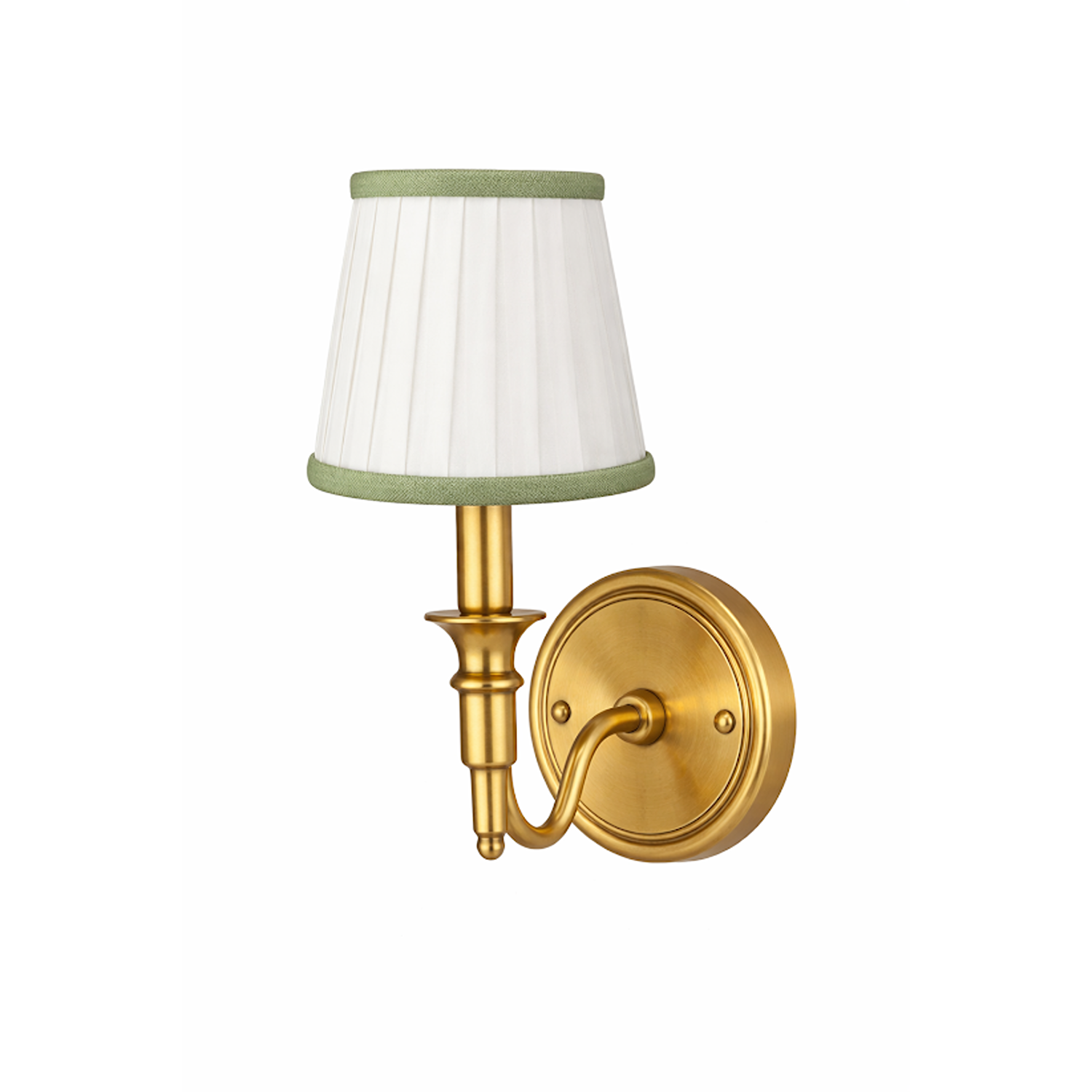 White & Green Velvet Trim Sconce Shade