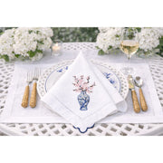 Set of 4 Cherry Blossom Embroidered Dinner Napkins