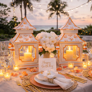 White & Coral Pagoda Lantern (4 Sizes)