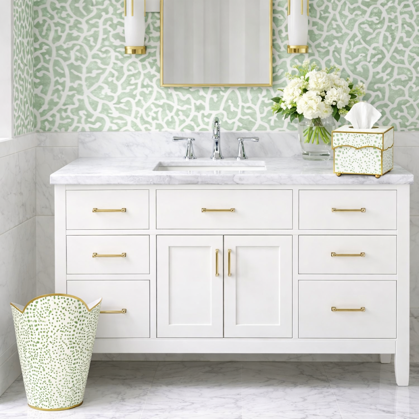 Green Polka Dot Tissue Holder & Wastepaper Basket