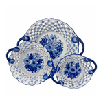 Set of Pierced Floral Handle Bowls