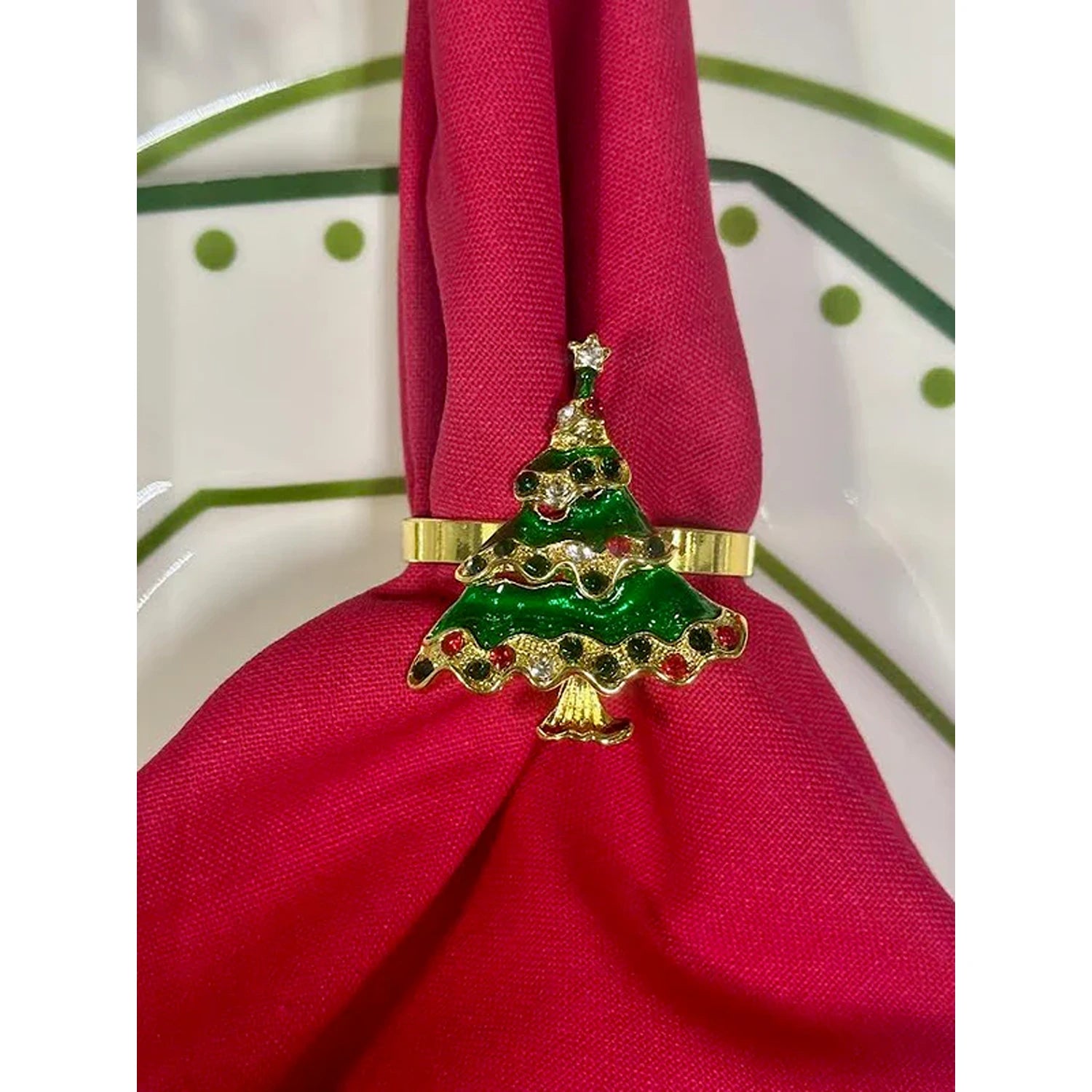 Traditional Christmas Tree Set of 4 Napkin Ring