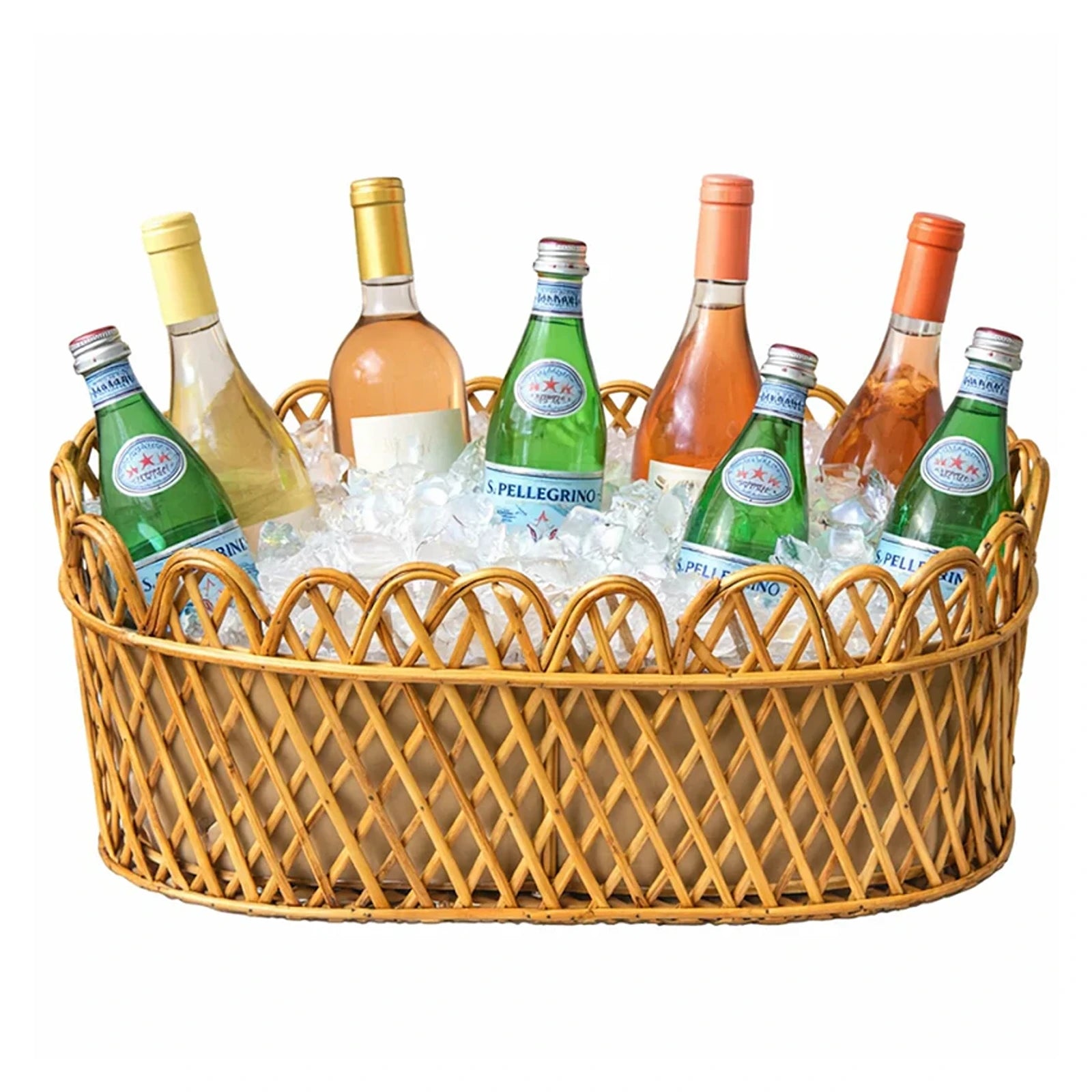 Jumbo Natural Rectangular Rattan Scalloped Planter