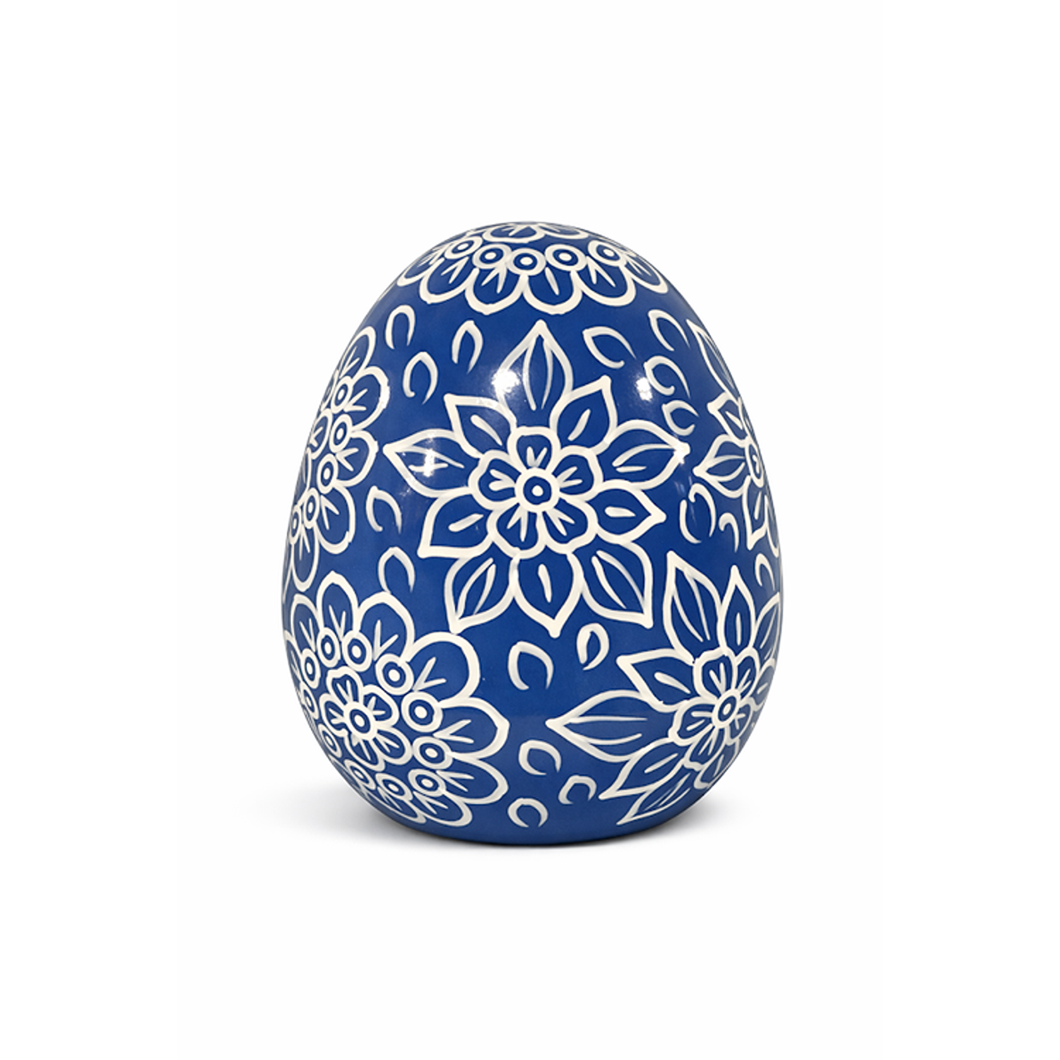 Navy & White Floral Egg