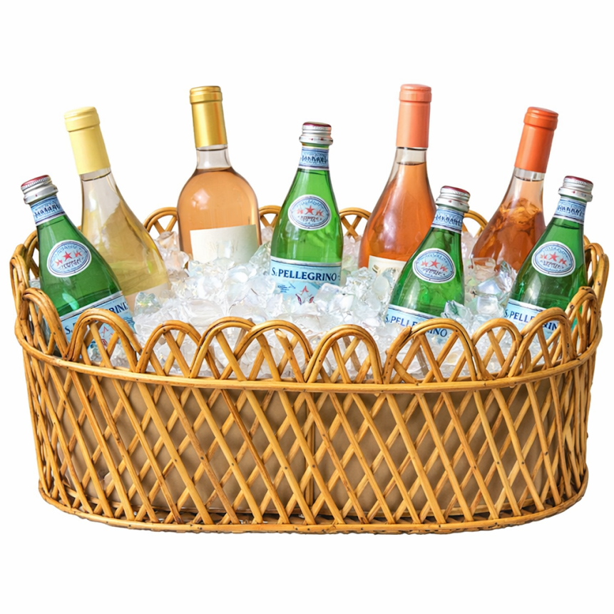 Jumbo Natural Oval Rattan Scalloped Planter