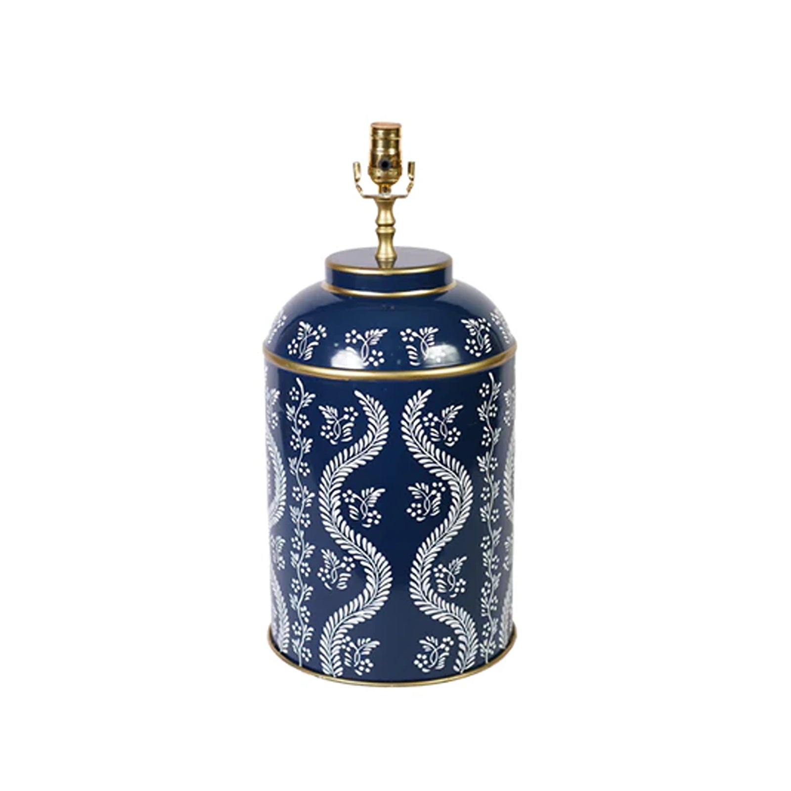 Navy & White IKat Trellis Tea Caddy Lamp